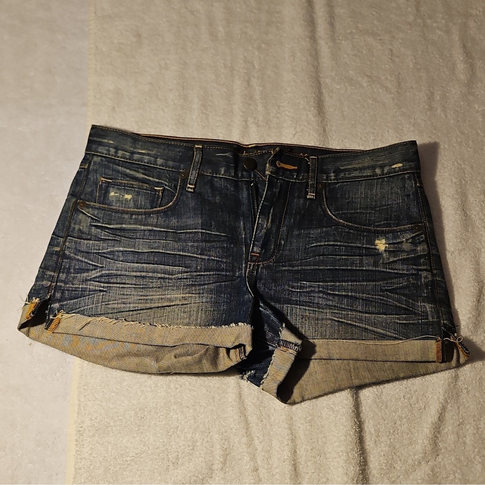 RUEHL No.925 Cut-Off Shorts Women's Size 28 Blue Denim Distressed Cuffed Casual